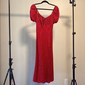 Reformation Red Polka Dot Maxi Dress